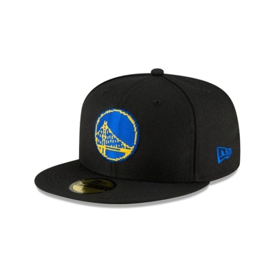 Black Golden State Warriors Hat - New Era NBA Pixel 59FIFTY Fitted Caps USA7132840